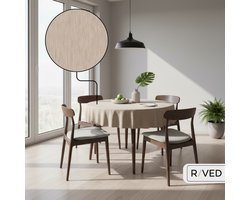 Raved - Rond Tafelzeil Ø 140 cm - Beige - PVC - Linnen Look - Afwasbaar