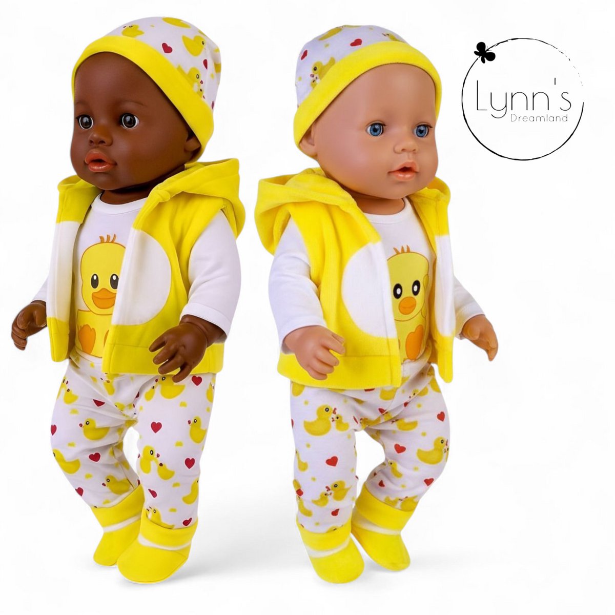 Poppenkleertjes voor babypop 43 cm - Gele eend set - In cadeauzakje - Poppenkleding geschikt voor o.a. Baby Born pop — afbeelding 4