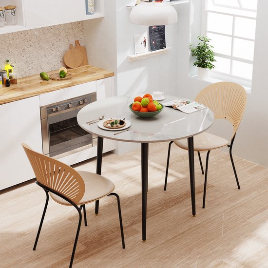 VASAGLE Eettafel Klein, Ronde Keukentafel, Voor Woonkamer Kantoor 80 X 75 Cm O X H Industrieel Ontwerp Vintage Bruin Zwart Kdt080b01
