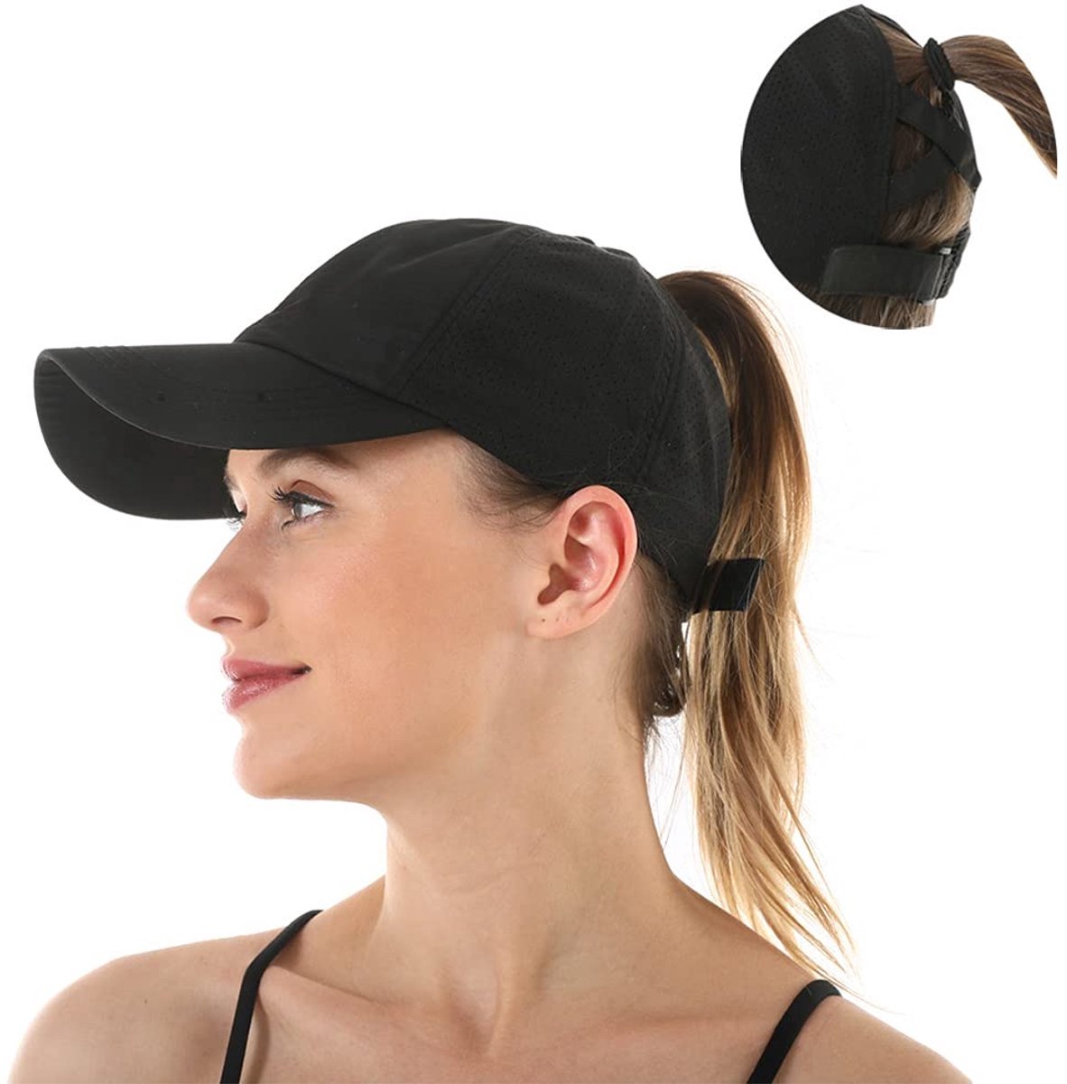 Kraftverdia® - Petten - Baseball Cap dames - Zomer Baseball Pet - UV-werend & Ventilerend - Verstelbaar - Zwart
