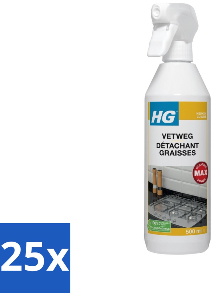 25 x HG Vetweg 500 ml - Keukenreiniger - Vetvrij Maken - Vet Verwijderen - Vet Weg - Reinigen