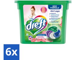 6 x Dreft - Nieuwe Formule - Wasmiddelcapsules 4in1 - Witte en Gekleurde Was - Vleugje Roze - 16 Wasbeurten - Wasmiddelcapsules - Wascapsules - Wasmiddel - Waspoeder - Kleurbescherming
