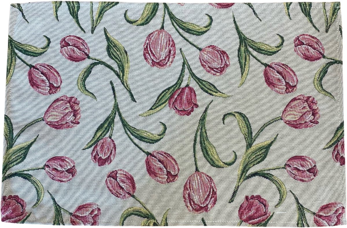 Placemat - Gobelinstof - Primavera - All over - Tulp - Tulpen - Kleine print - Loper 35 x 50 cm