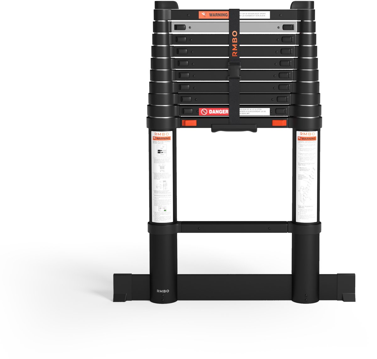 RMBO Telescopische Ladder - Telescoopladder - 3.20m lang, Compact en Draagbaar met Soft Closing Systeem, Geschikt voor Particulier en Professioneel Gebruik, Telescopische Vouwladder, Max. Belasting 150 kg, EN 131.6