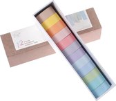 Washi tape | 12 rolletjes | effen kleuren | 15mm x 3m | pasteltinten