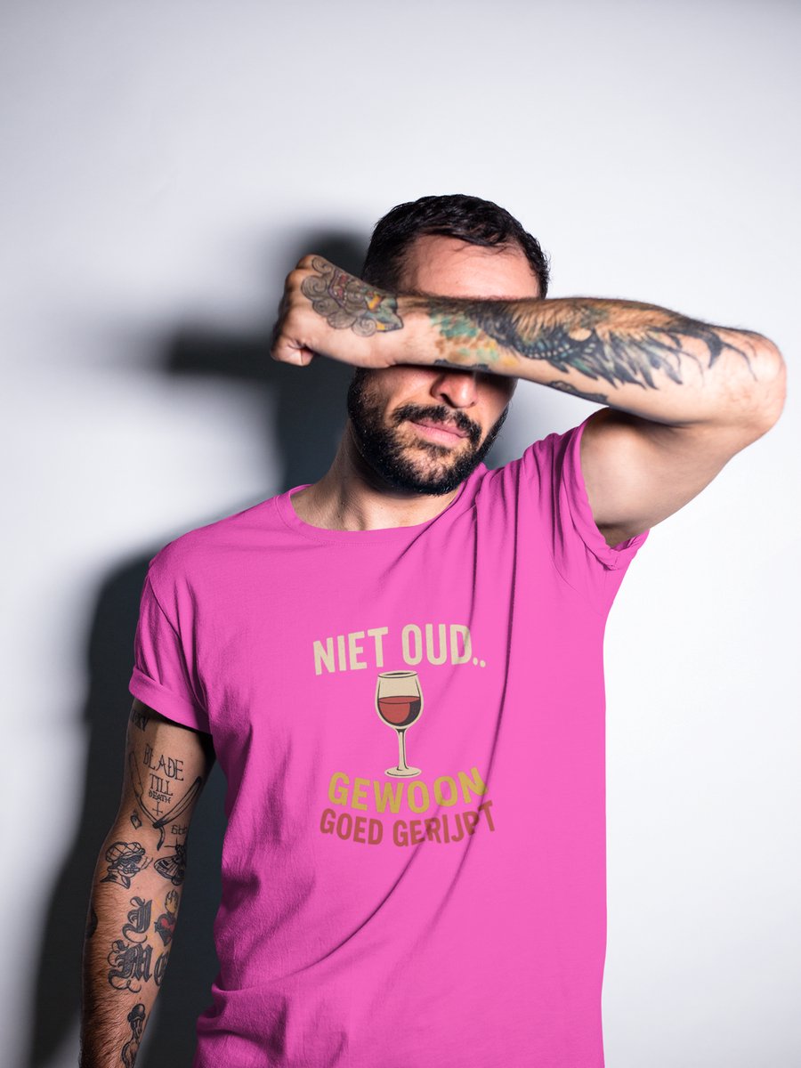 Goed Gerijpt - Verjaardag T-shirt Roze - Grappig T-shirt - Maat XXL - Verjaardag Cadeau Mannen - Limited Edition