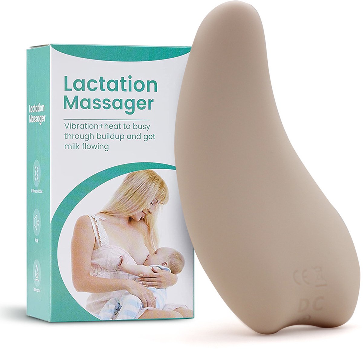 longziming Lactatie Massage Apparaat – Zachte Siliconen – Borstvoeding Hulp met Trilling & Warmte – Instelbare verwarming – Borstmassager – Postpartum Moeders