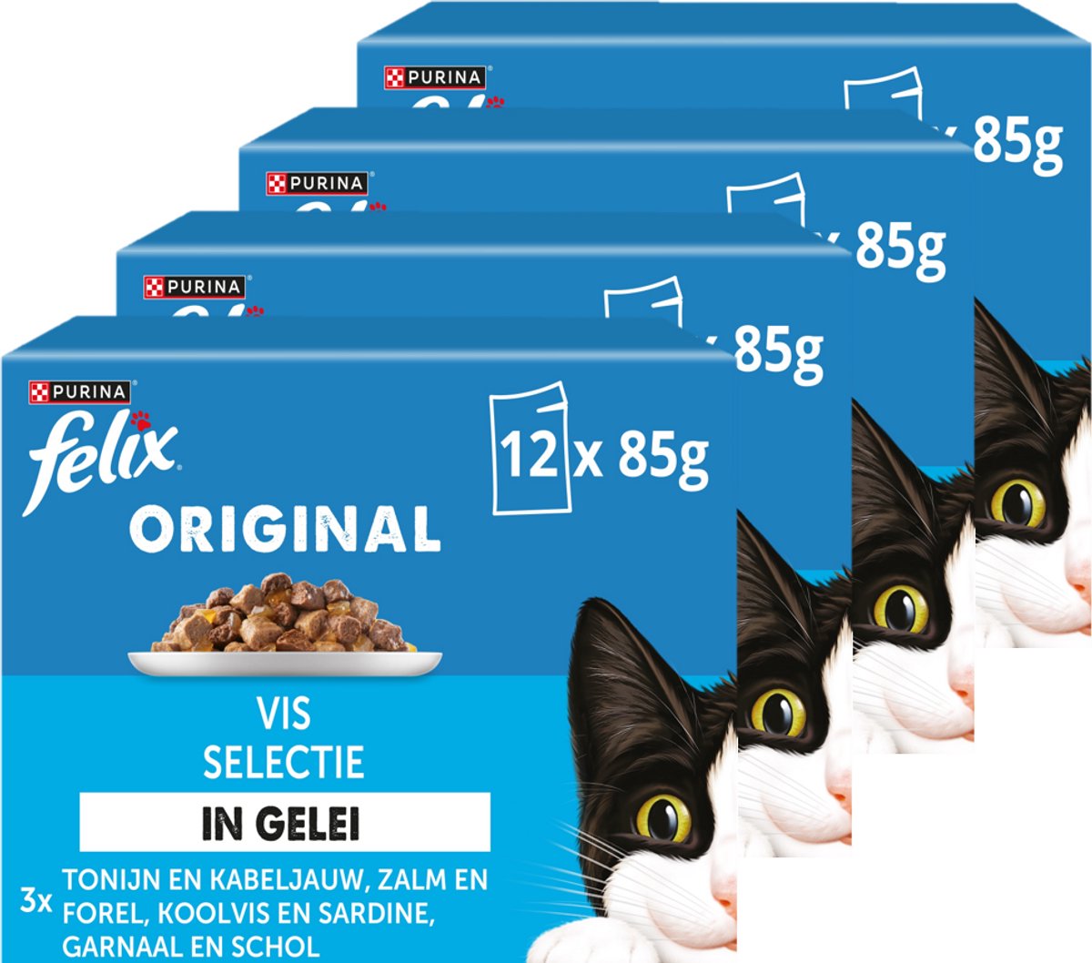 4x Felix Vis Selectie in Gelei 12 x 85 gr
