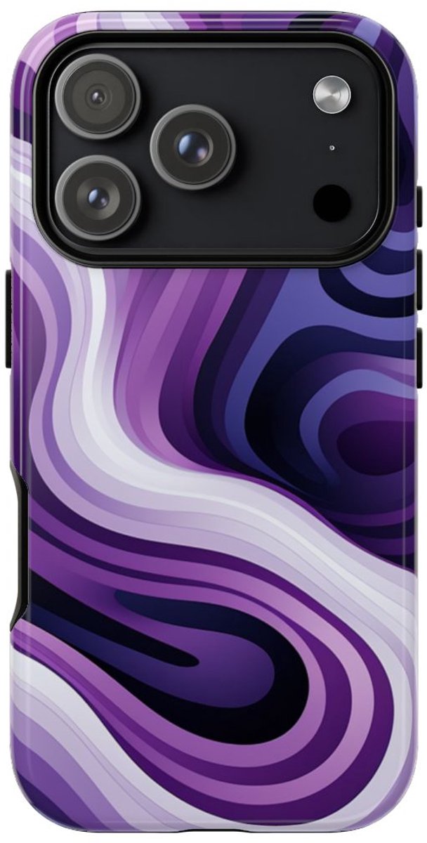 Paars Abstract Golvend Lijnenpatroon – Telefoonhoesje Geschikt voor iPhone 17 Pro