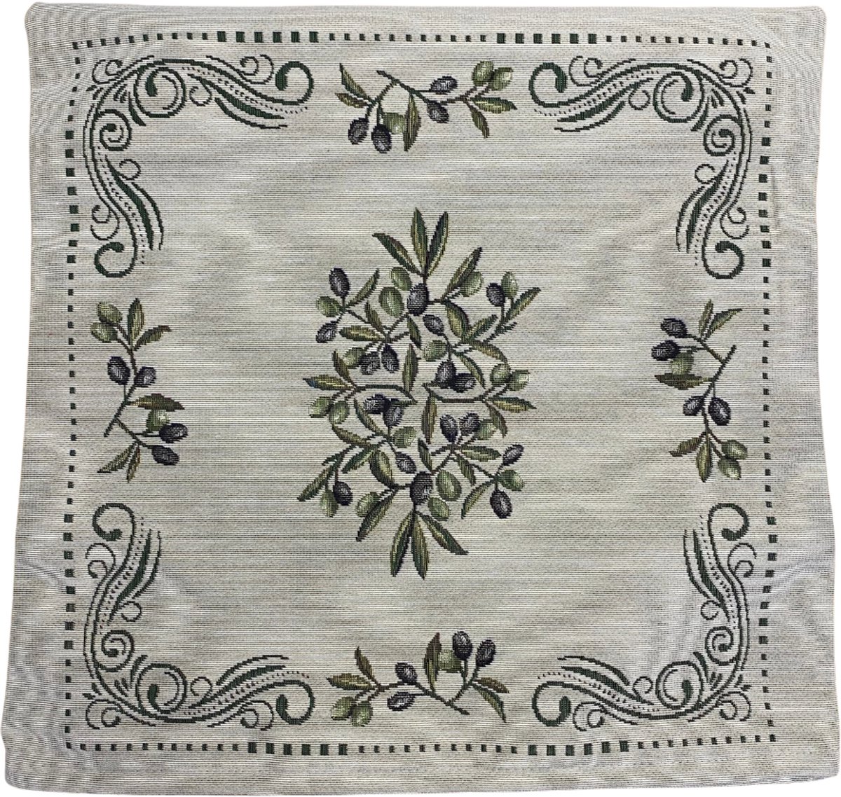 Kussenhoes - luxe gobelinstof - Livia - Olijf - Olijven - Olive - 45 cm