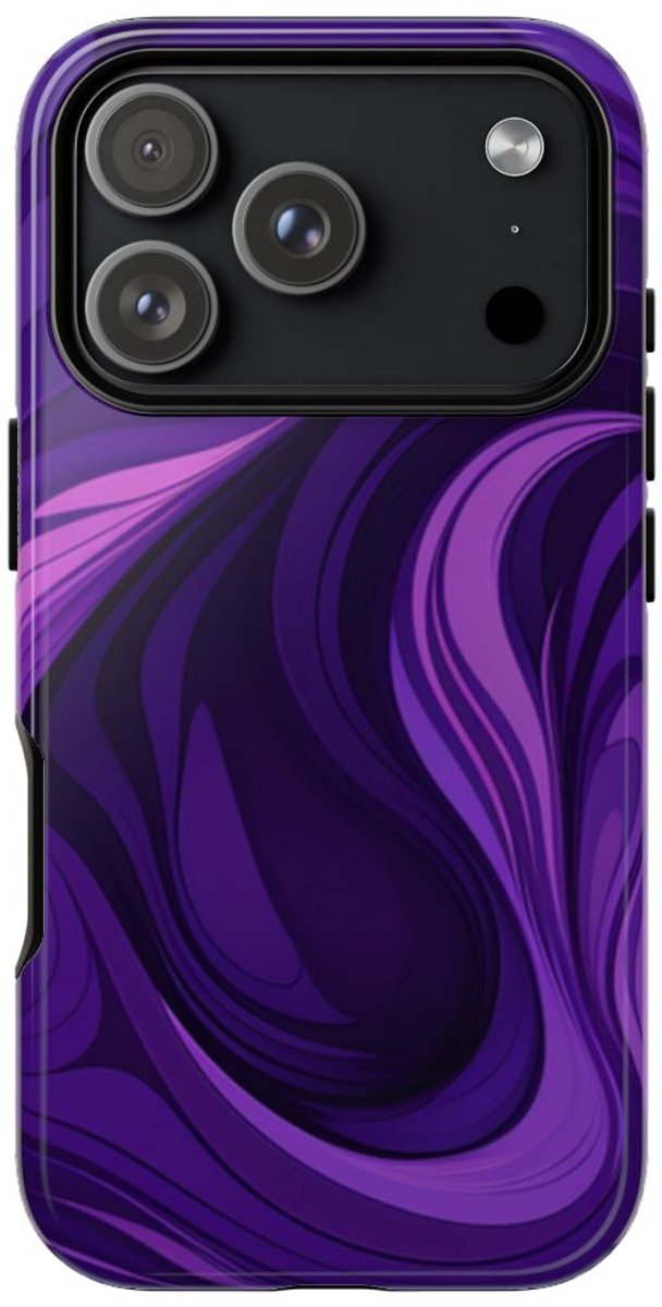 Paarse Abstracte Golfpatroon – Telefoonhoesje Geschikt voor iPhone 17 Pro