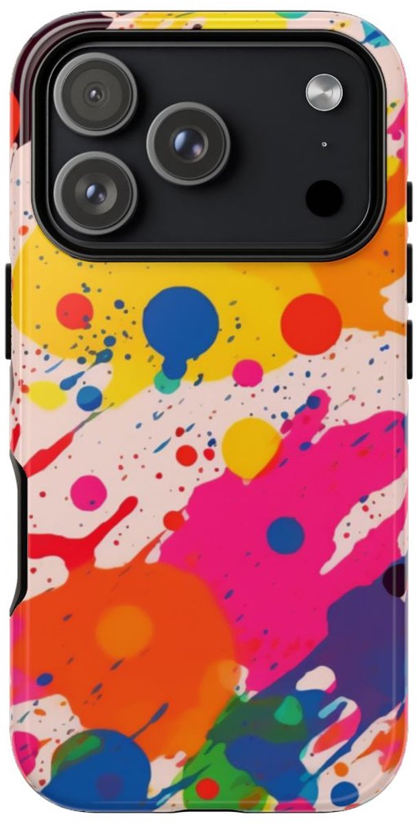 Kleurrijke Verfspatten Abstract Patroon – Telefoonhoesje Geschikt voor iPhone 17 Pro
