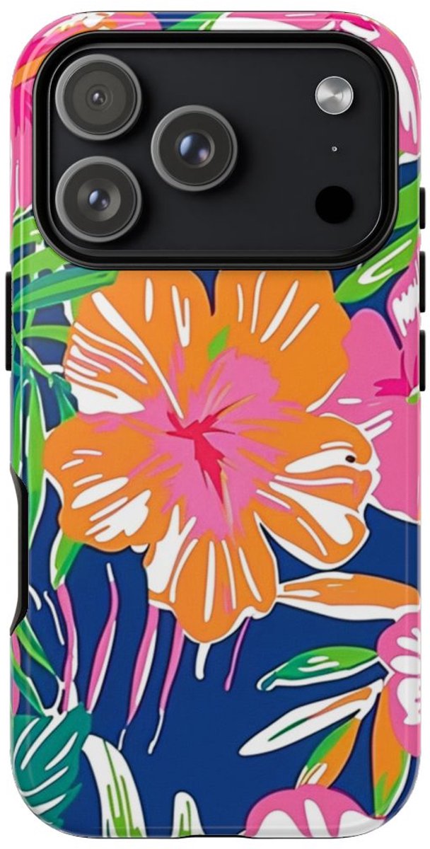 Vrolijk Tropisch Bloemenpatroon – Telefoonhoesje Geschikt voor iPhone 17 Pro