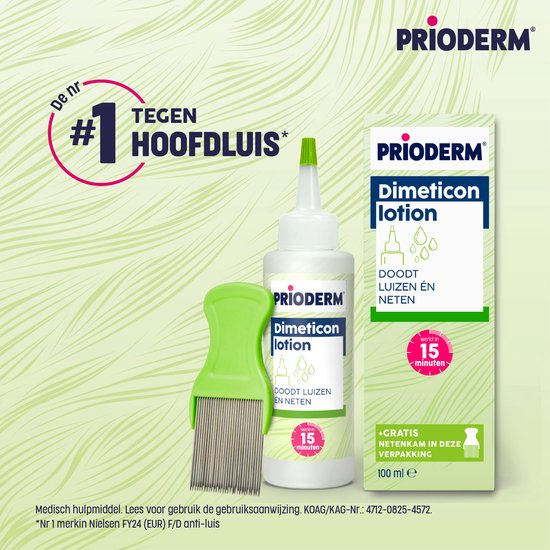 Prioderm Dimeticon - Anti Luis Lotion - Behandeling van 15 minuten - Inclusief Neten & Luizenkam - 100 ml