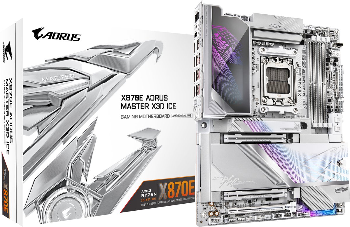 GIGABYTE X870E AORUS MASTER X3D ICE AMD X870E Socket AM5 ATX