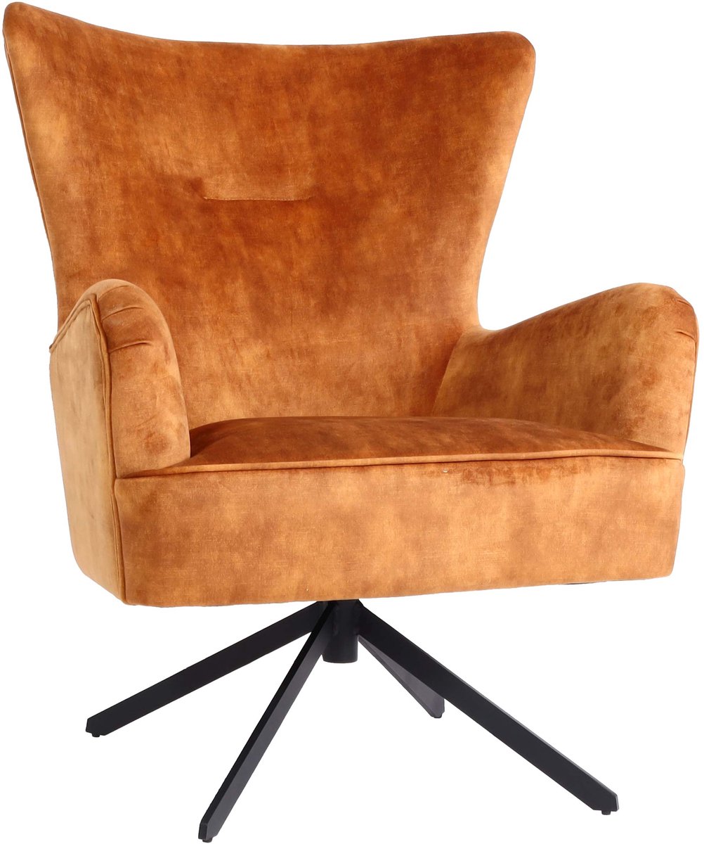 MCW Loungefauteuil MCW-L63, cocktailfauteuil Gestoffeerde fauteuil Relaxfauteuil, draaibaar, vintage fluweel Metaal ~ goudbruin
