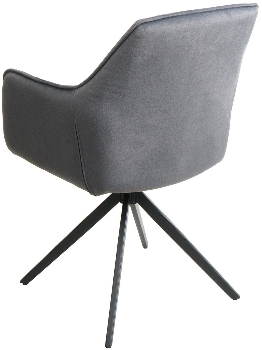 Set van 2 eetkamerstoelen MCW-L80, keukenstoel Gestoffeerde stoel Stoel met armleuningen, draaibaar, metaal Stof/textiel ~ antraciet