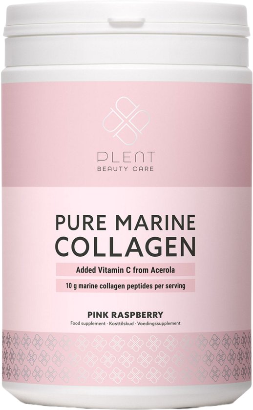 Plent Beauty - Pure Viscollageen Pink Raspberry (+ vit C) - 300 g - Pure Viscollageen poeder met toegevoegde natuurlijke vitamine C voor de versterkende opname