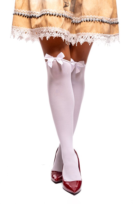 Samex® Oktoberfest Kousen Dames- Dirndl Sokken - Verkleedkleren Vrouwen - Carnavalskleding - Wit - Onesize