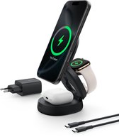 Belkin BoostCharge Pro 3-in-1 Verstelbare Magnetische Laadstandaard QI2 15W – Zwart - Magsafe compatibel