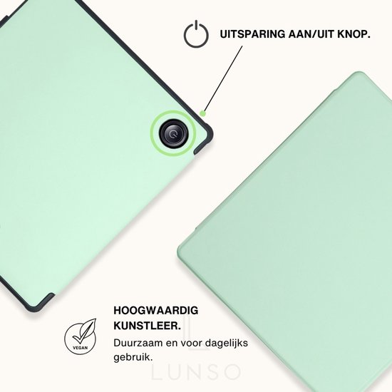 Lunso Geschikt voor Kobo Libra Colour hoes (7 inch) - sleepcover - Lichtgroen van Lunso — afbeelding 3