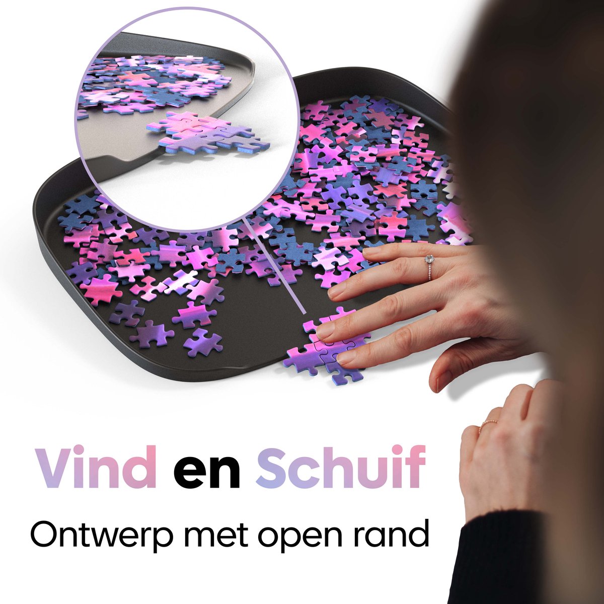 Puzzelsorteerder van vilt, puzzel, draagbaar, stapelbaar, vouwbare Puzzelsorteerder van vilt, puzzel, draagbaar, stapelbaar, vouwbare