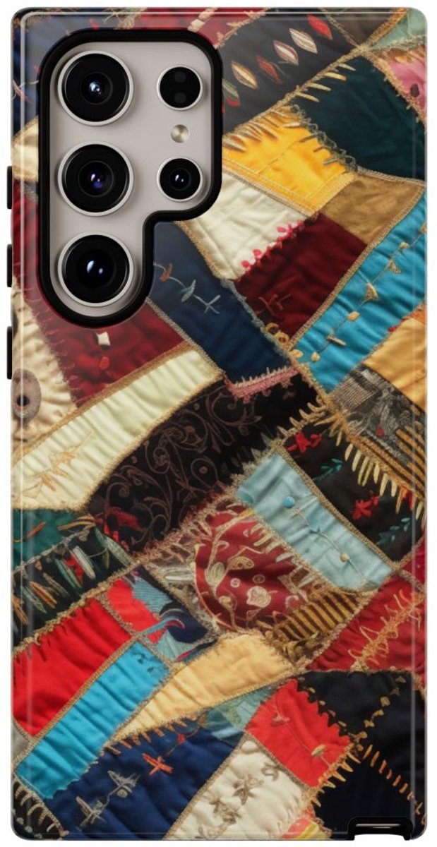 Kleurrijk Patchwork Quilt Design – Telefoonhoesje Geschikt voor Samsung Galaxy S24 Ultra
