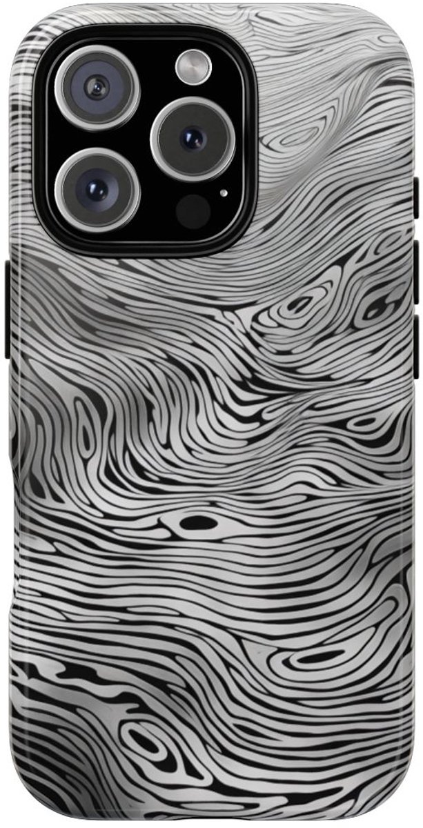 Zwart-Witte Abstracte Lijnenstructuur – Telefoonhoesje Geschikt voor iPhone 16 Pro