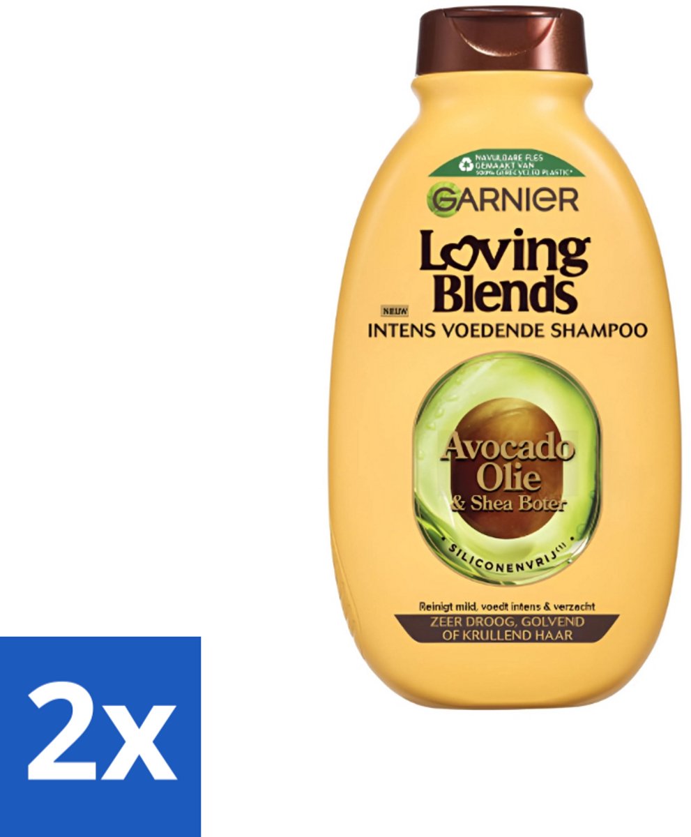 2 x Garnier Loving Blends Avocado Olie en Shea Boter Shampoo 300 ml - Avocado Olie - Shea Boter - Droog Haar - Pluizig Haar - Intensieve Voeding