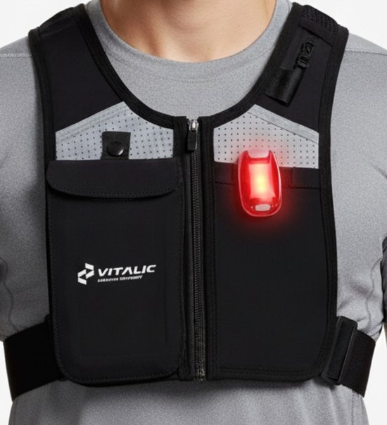 Lichtgevend Hardloopvest met telefoonhouder - Reflecterend running vest met verlichting - loopvest – Drinkvest - Trailrugzak | Vitalic