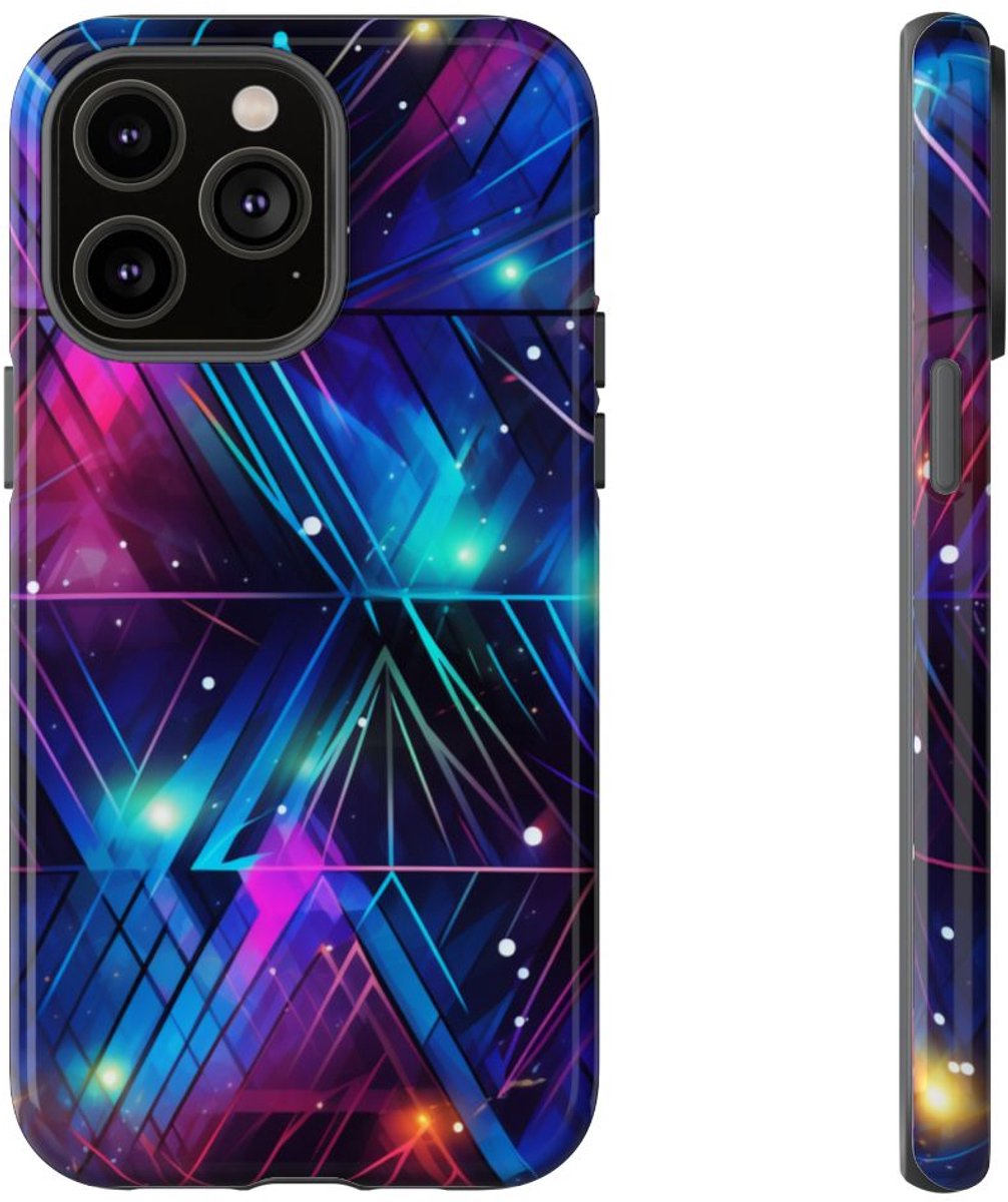Geometrisch Neon Aurora Abstract – Telefoonhoesje Geschikt voor iPhone 14 Pro Max