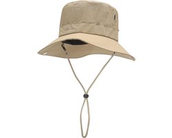 Heren Zomerhoed voor Zonbescherming, Camouflage Safari Hoed met Touwtje, Sneldrogend en Ademend voor Outdoor, Camping, Wandelen en Reizen - Khaki