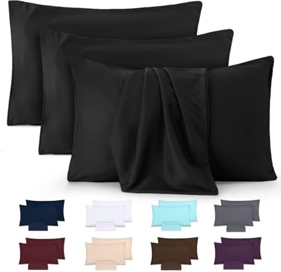 NTBAY Set van 4 stuks 100% geborstelde microvezel effen NTBAY Set van 4 stuks 100% geborstelde microvezel effen