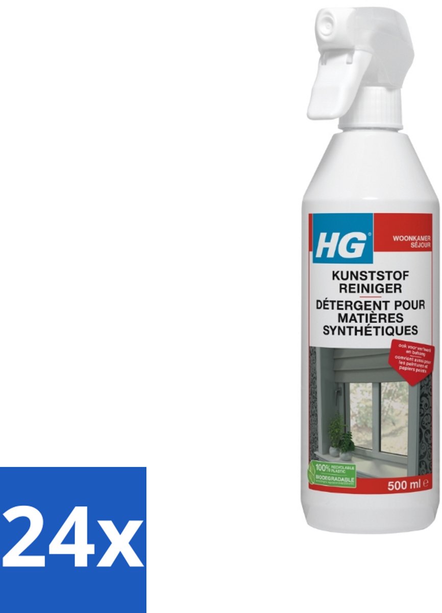 24 x HG Kunststof Reiniger 500 ml - Kunststofreiniger - Schoonmaakmiddel - Verfreiniger - Behangreiniger - Kunststof Schoonmaken