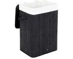 Wasmand Vuile wasmand met handgrepen deksel en uitneembare voering Opvouwbaar en ruimtebesparend Maximaal draagvermogen 20 kg Stevige en duurzame constructie 40 x 30 x 60 cm Zwart