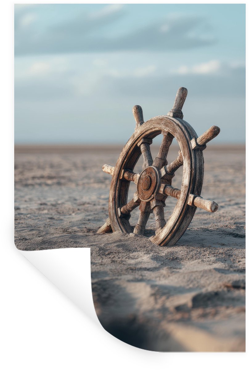 Muurstickers - Sticker Folie - Scheepsstuur - Hout - Bruin - Zand - 40x60 cm - Plakfolie -