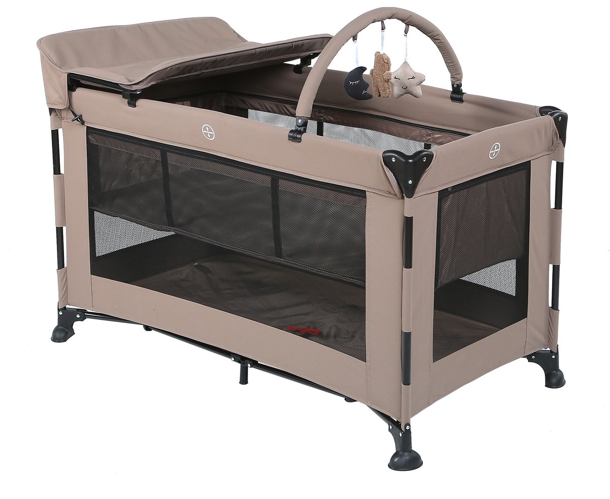 Titaniumbaby Campingbed SOLID Emma Lush Taupe inclusief Verschoontafel|Speelboog|Klamboe & bodemverhoger thumbnail 2