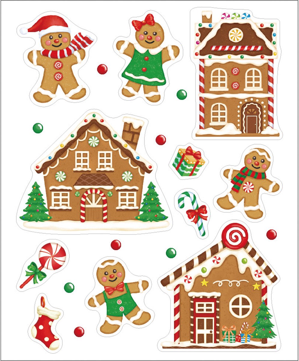 Anna's Collection Kerst raamstickers peperkoek mannetje - vel van 34 x 28 cm - raamdecoratie - raamversiering