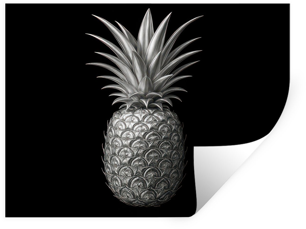 Muurstickers - Sticker Folie - Ananas - Gedetailleerd - Bladeren - 80x60 cm - Plakfolie - 