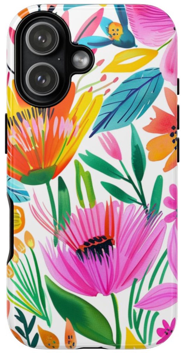 Vrolijk Waterverf Bloemenpatroon – Telefoonhoesje Geschikt voor iPhone 17