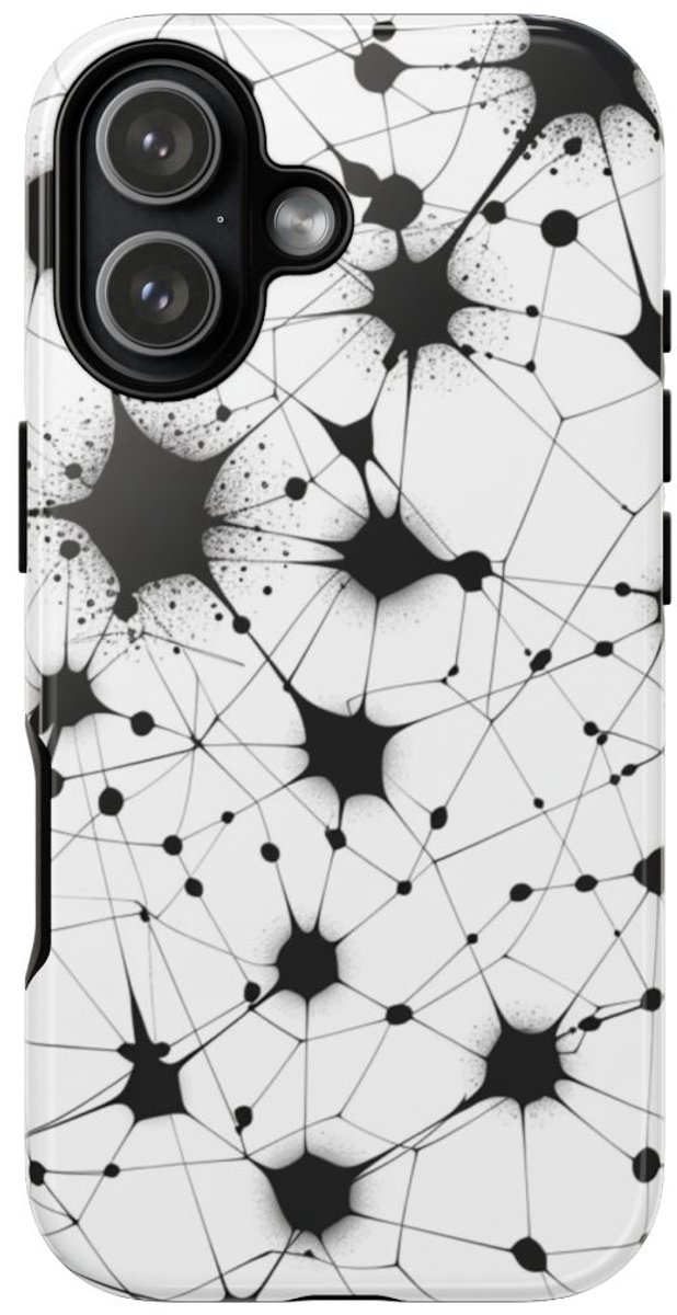 Zwart-Wit Abstract Netwerkpatroon – Telefoonhoesje Geschikt voor iPhone 17