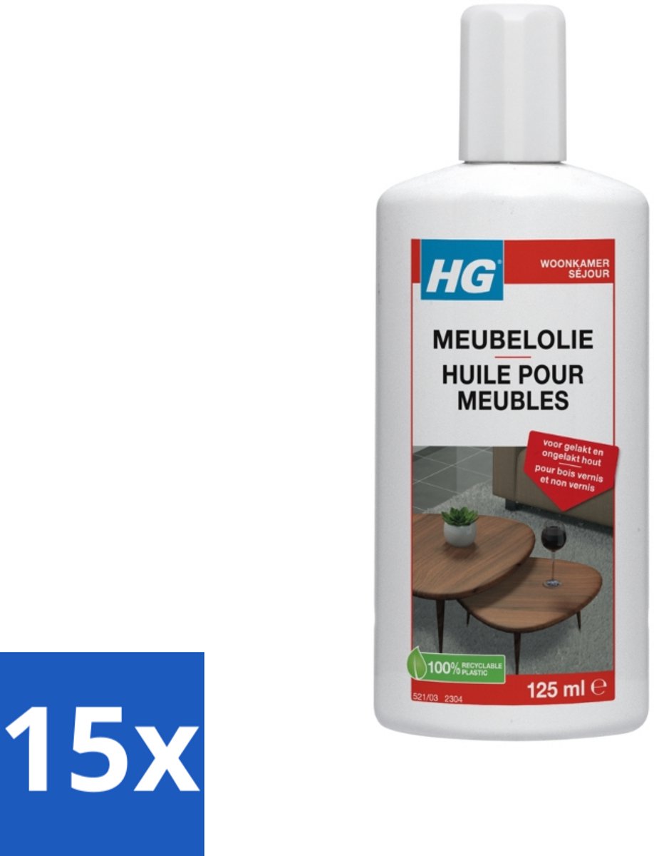15 x HG Meubelolie Eiken 140 ml - Meubelolie Eiken - Houtolie - Eiken Meubel - Meubel Verfraaien - Hout Verfraaien