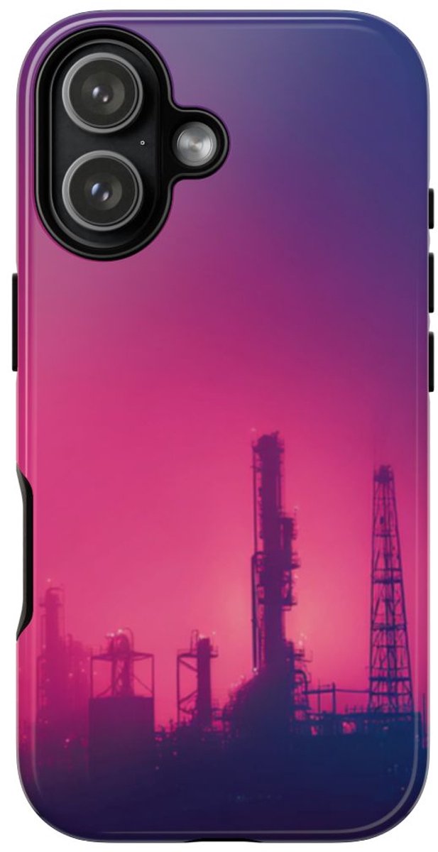 Industrieel Silhouet met Neon Gloed – Telefoonhoesje Geschikt voor iPhone 17
