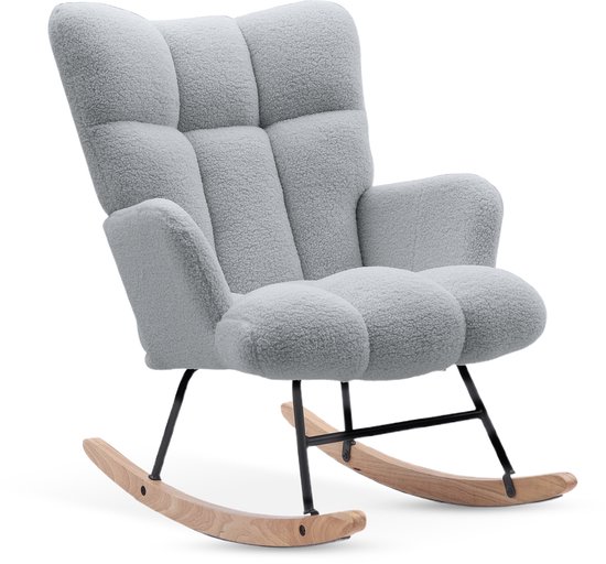 Fauteuil à bascule Bayt - Fauteuil à bascule Chambre de bébé - Fauteuil relax - Grijs