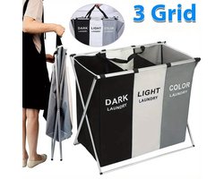 Wasmand 3 Vakken 130L - Wassorteerder - Wamand - Wasbox - Ruimtebesparende Kleding Organisator Voor Thuis - Waszakken Voor Wasgoed - Laundry Basket - Meerdere Compartimenten Ontwerp
