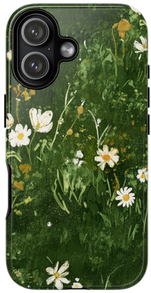 Groene Weide met Witte Bloemen – Telefoonhoesje Geschikt voor iPhone 17