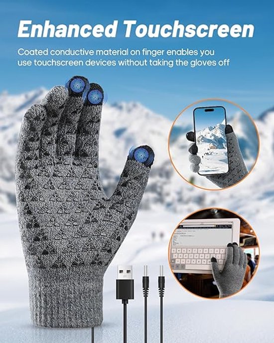 1 Paar Verwarmde Handschoenen Wanten Mannen Vrouwen Elektrische Verwarmde Handschoenen Volledige Vinger USB Vrouwen Winter Warm voor Buiten Fietsen