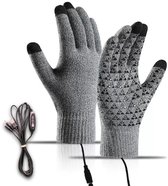 USB Verwarmde Handschoenen - Dames - Winter Warme Handschoenen - Touchscreen Gebreide Handschoenen - Gebreide Verwarmde Handschoenen - Verstelbare Temperatuur - Wintercadeau - Geschikt voor Autorijden, Hardlopen, Binnen, Buiten - Grijs