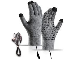 USB Verwarmde Handschoenen - Dames - Winter Warme Handschoenen - Touchscreen Gebreide Handschoenen - Gebreide Verwarmde Handschoenen - Verstelbare Temperatuur - Wintercadeau - Geschikt voor Autorijden, Hardlopen, Binnen, Buiten - Grijs