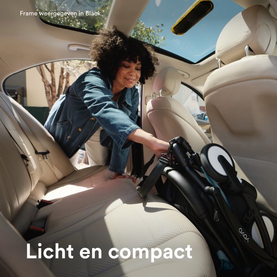 Stokke YOYO3 kinderwagen vanaf 6 maanden - Inclusief wit frame / Aqua zitkussen + luifel - In een handomdraai in- en uitklapbaar - Licht en compact - Past in handbagage van Stokke — afbeelding 2